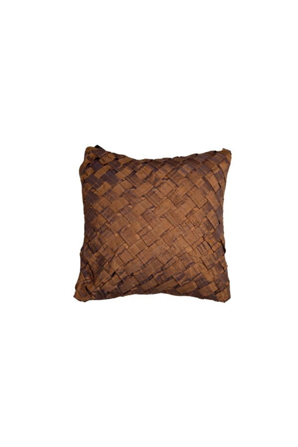 Dusky Brown Silk Woven Cushion image 4