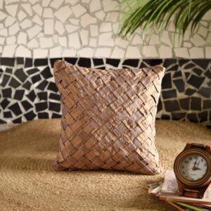 Dusky Brown Silk Woven Cushion image 1