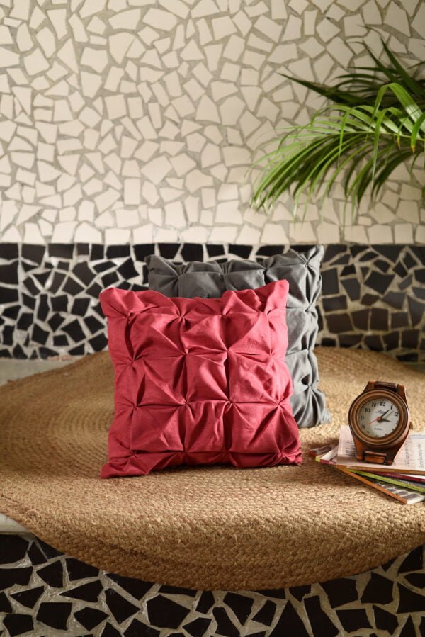 Red smocked Cushion image 1