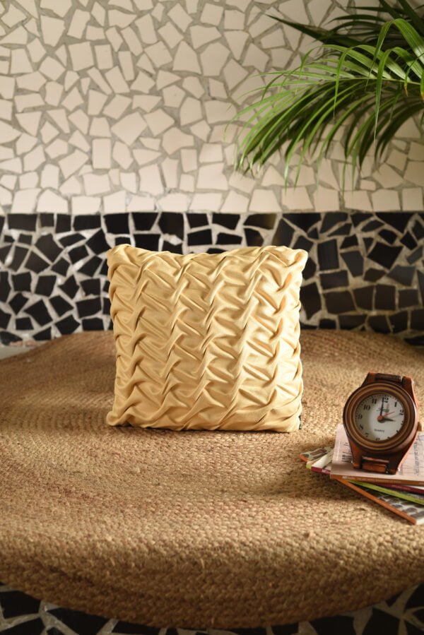 Golden Yellow Smocked Cushion image 1