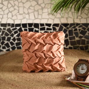 Burnt Pastel Orange Smocked Cushion image 1