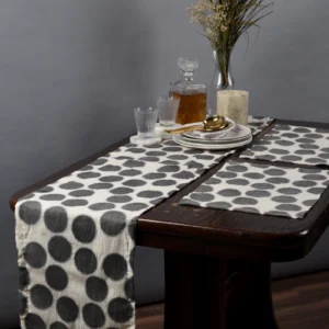 White Black Polka Dot Runner _ Tablemats. image 1