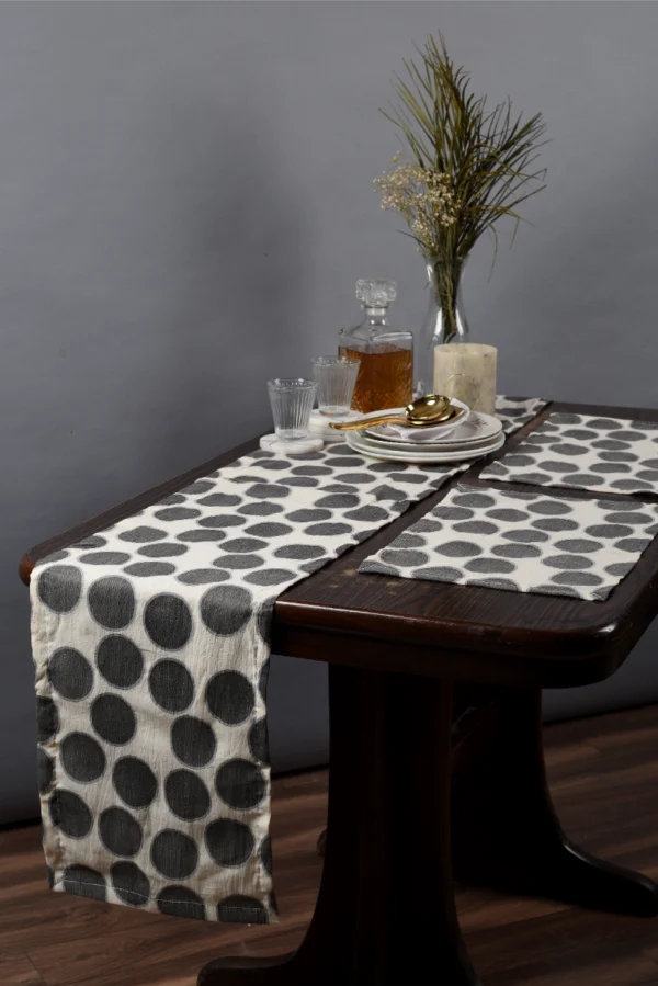 White Black Polka Dot Runner _ Tablemats. image 1