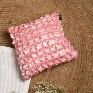 Elegant rouge Floral Smocked Cushion image 1